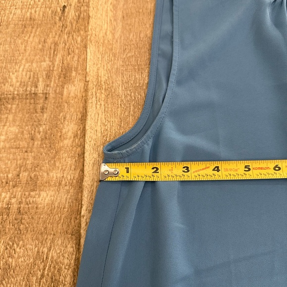 Ann Taylor Factory | Bow-Neck Sleeveless Blouse | S | Dusty Blue - Picture 4 of 16